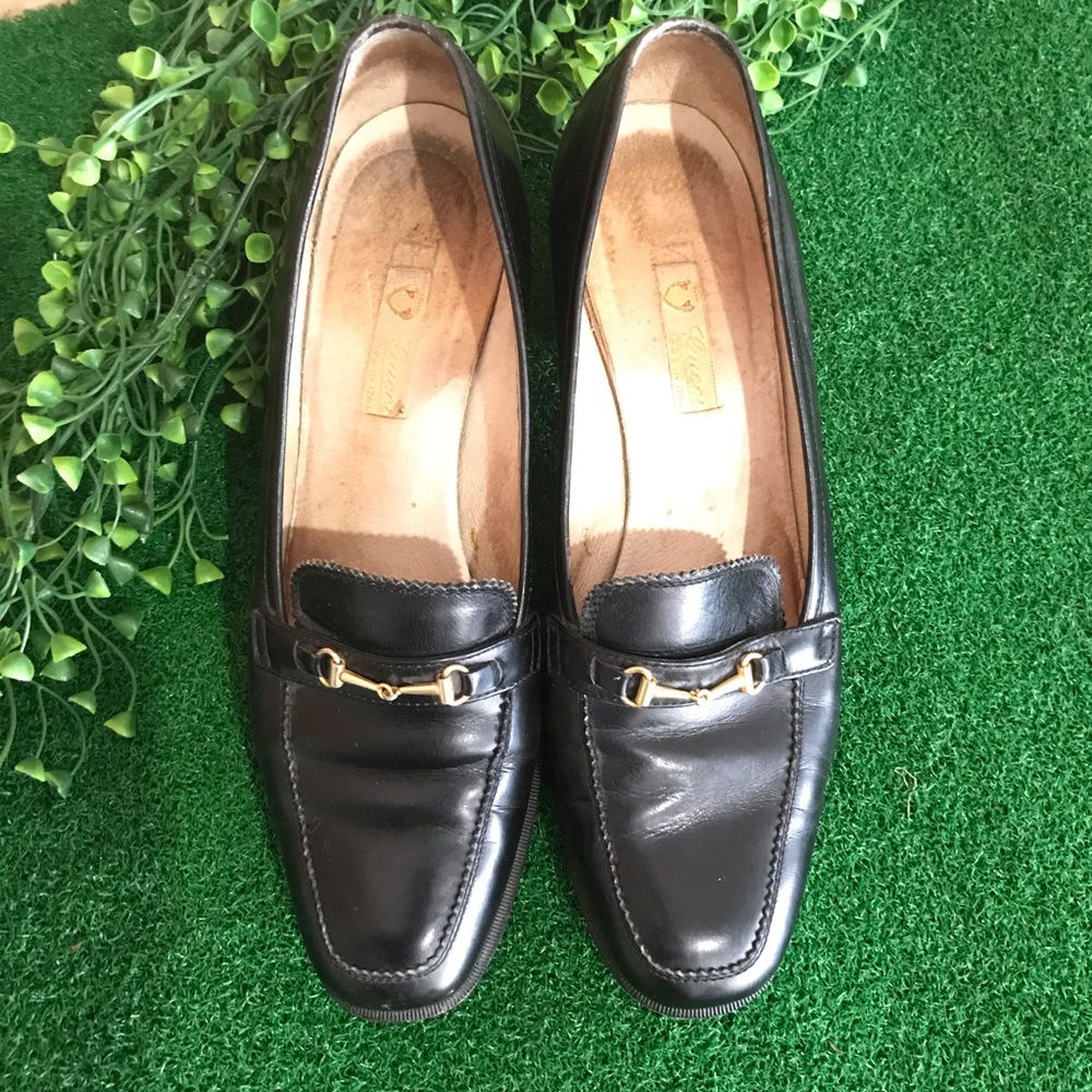 Gucci Black Leather Loafer Sz 35.5 B